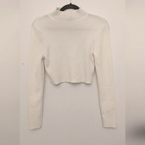 H&M White Mock Turtleneck Crop Top